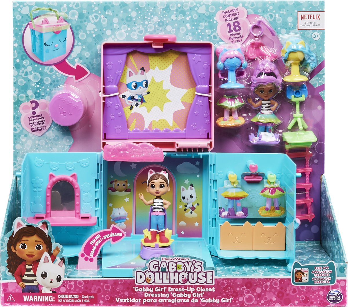 Gabbys Poppenhuis - Gabbys Verkleedkamer-speelset met accessories en unieke Gabby-figuur